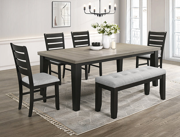 2152 Dining Table, 4 Chairs, Bench