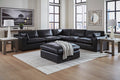 309-02 - Black 5PC Genuine Leather Sectional Set