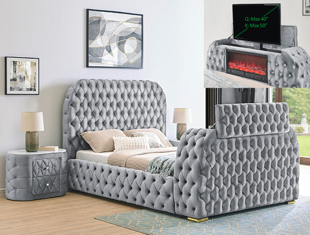 5115GY Bed w/ Fireplace/ TV Lift