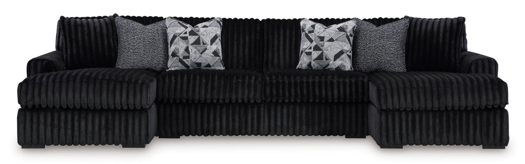 981 Black 3PC Double Chaise Sectional