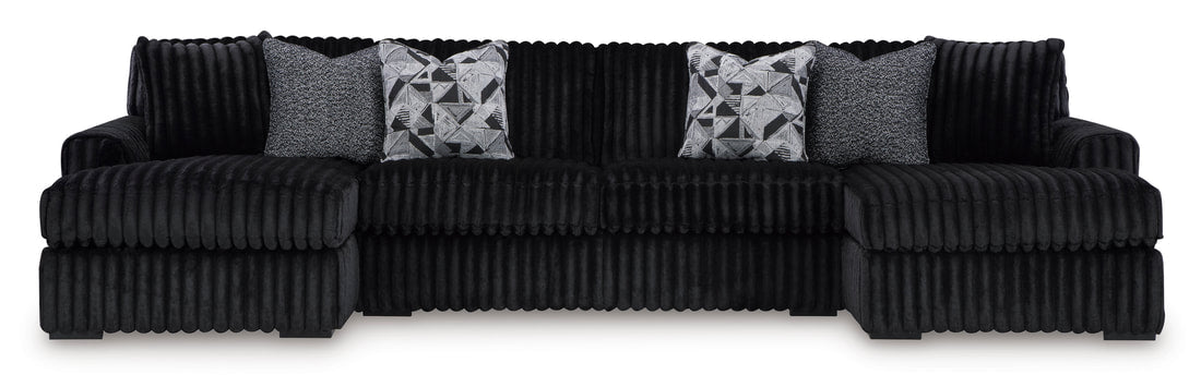 981 Black 3PC Double Chaise Sectional