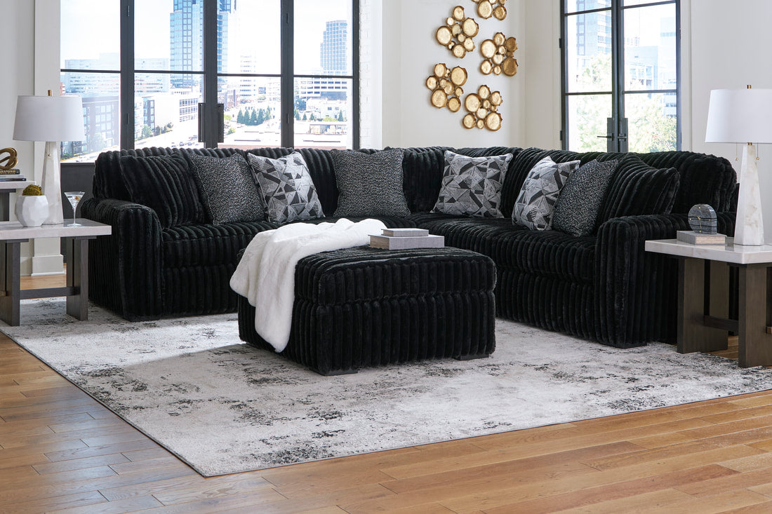 981 Black 3PC L Shape Sectional
