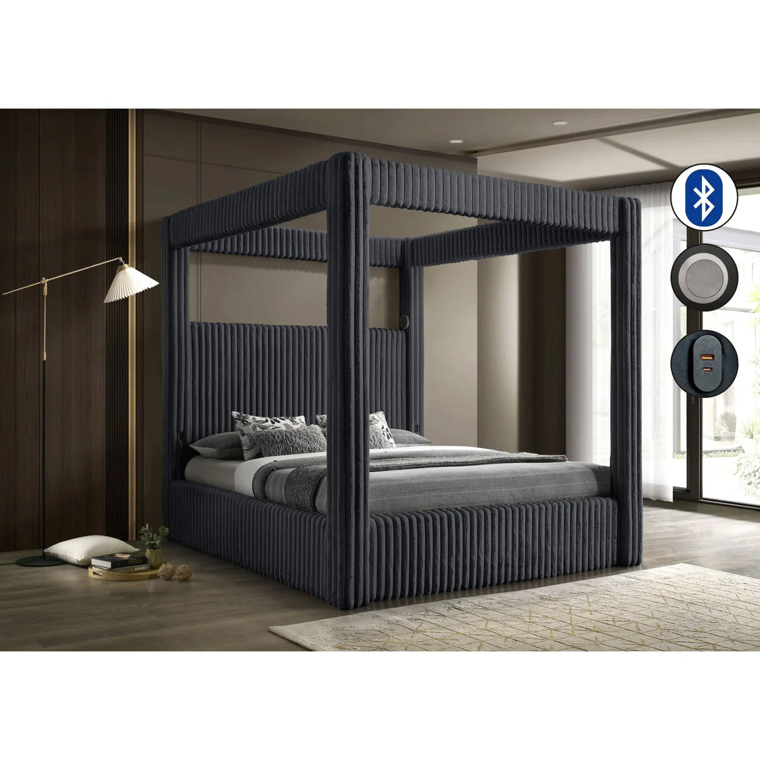 B9013 Atlam (Grey) Canopy Bed