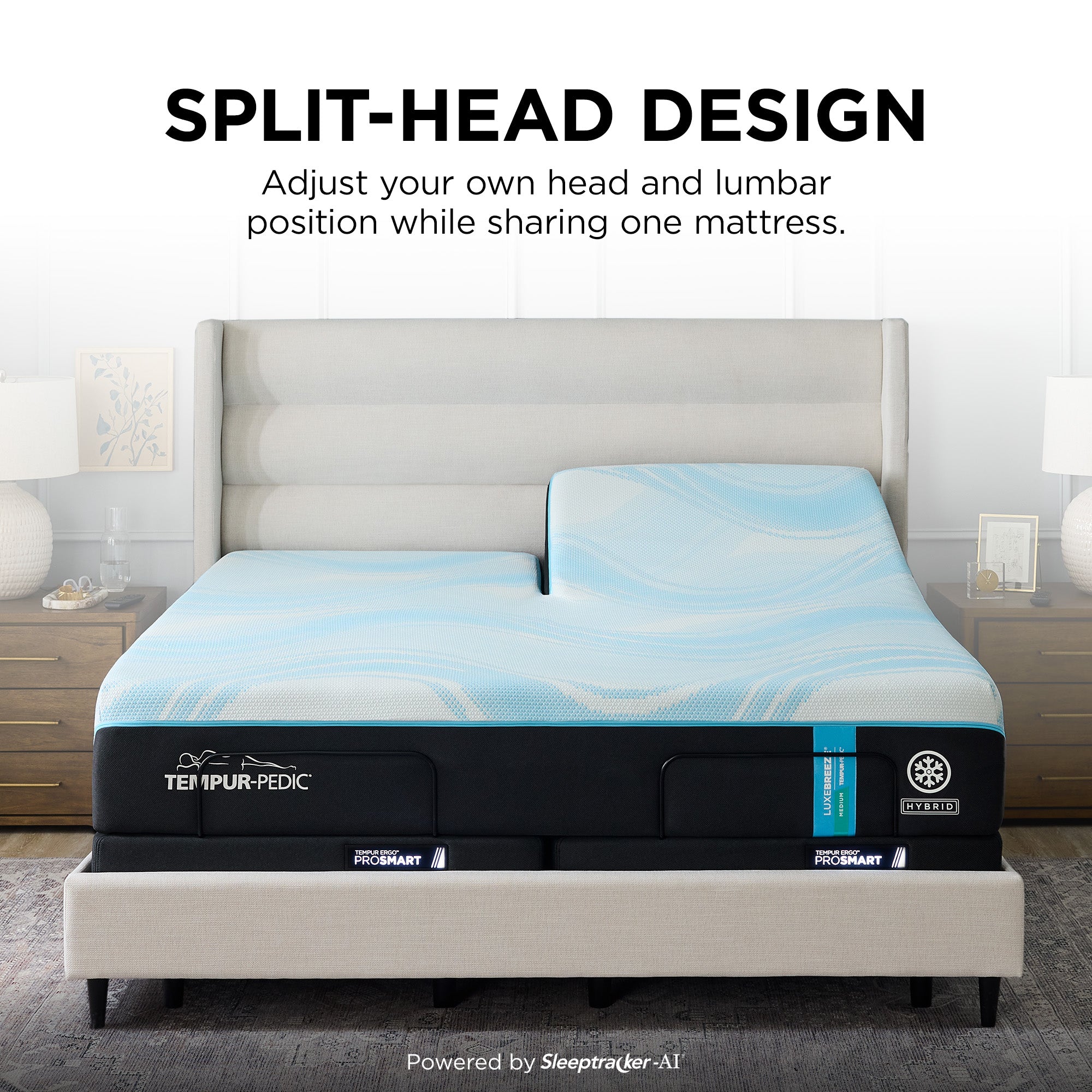 Tempur-Pedic® LuxeBreeze® Split Head King Medium Hybrid