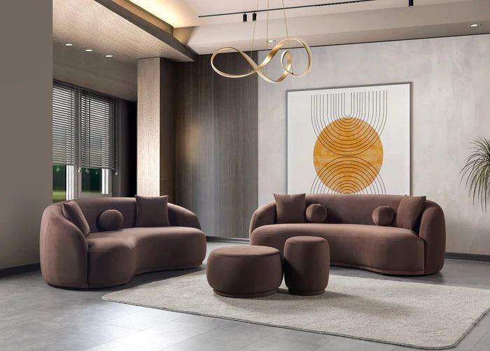 Bonita Coffee Velvet Sofa 91" & Loveseat 81"