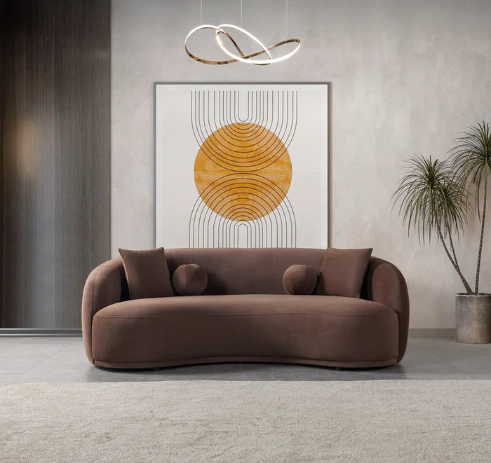 Bonita Coffee Velvet Sofa 91"