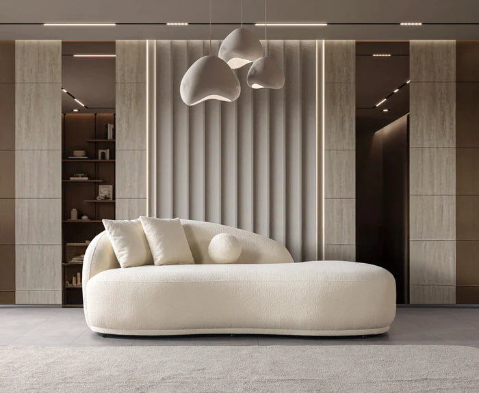 Bonita Ivory Boucle Sofa Chaise 87"