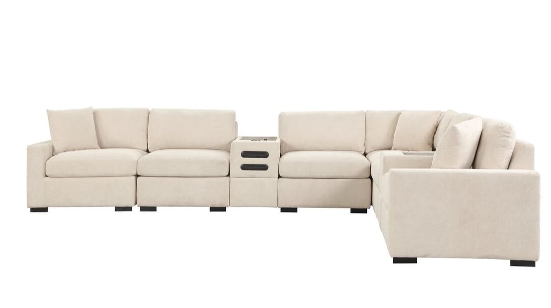 Barista Beige 8PC Modular Sectional Set (w/ Bluetooth Speaker)