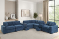 Barista Blue 8PC Modular Sectional Set (w/ Bluetooth Speaker)