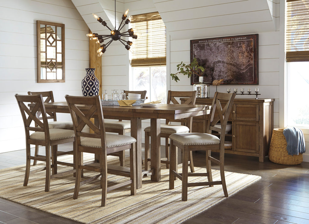 D631 - Counter Height Table + 6 Chairs Set