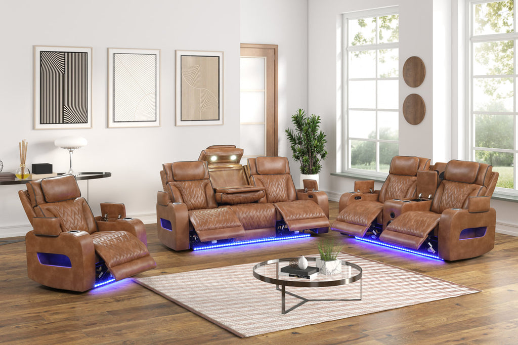 DUBAI 3PC Brown Power Reclining Sofa Set