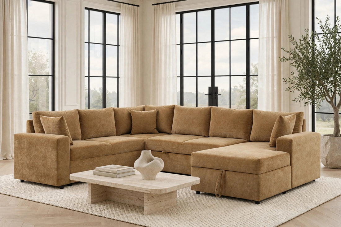 Forever 2 Latte Sectional With Pull-Out Bed