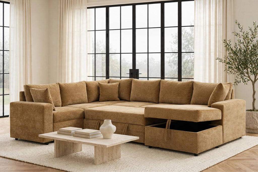 Forever 2 Latte Sectional With Pull-Out Bed