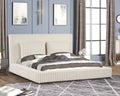 Lauren Beige Platform Bed (w/ USB PORTS)