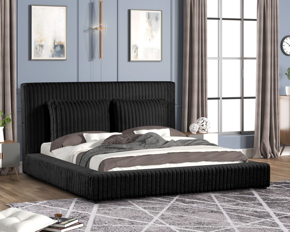 Lauren Black Platform Bed (w/ USB PORTS)
