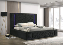 Load image into Gallery viewer, Lorenzo Black Platform Bed (w/ LED LIGHTS &amp; BLUETOOTH SPEAKERS)
