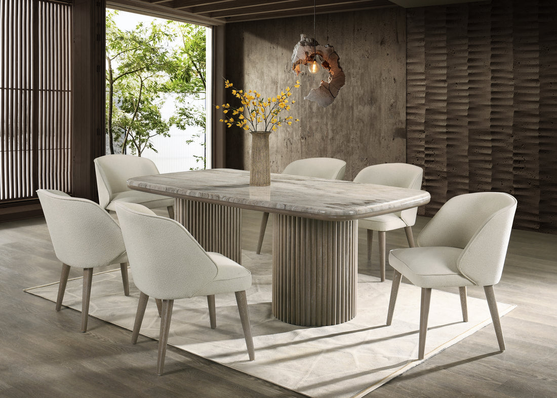 SAMARA - (GENUINE MARBLE) Dining Table & 6 Chairs