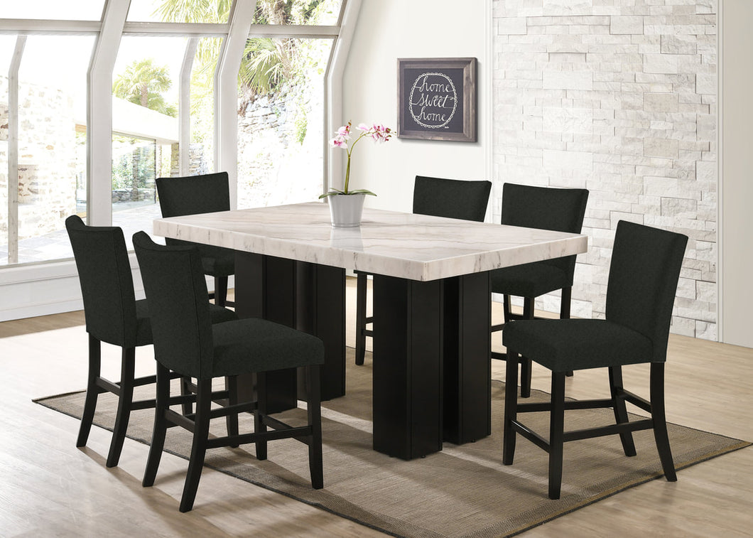 Finley20 Black - (GENUINE MARBLE) Counter Height Table & 6 Chairs