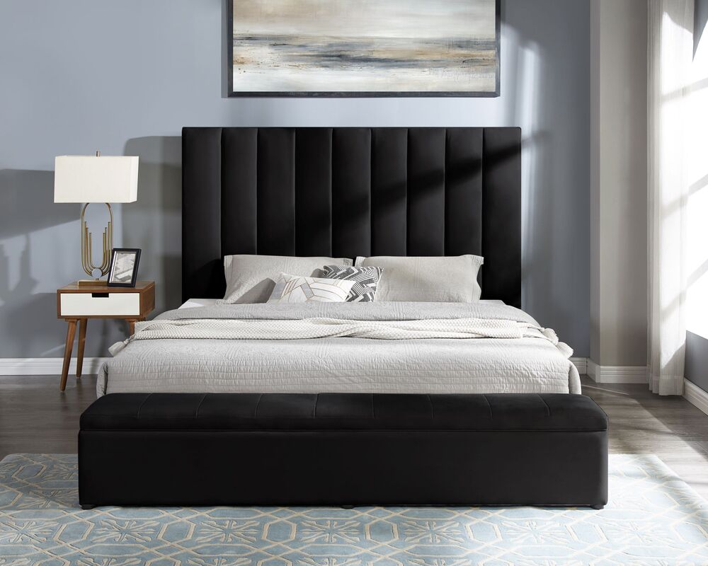 Valencia - Black Platform Bed - Queen, King