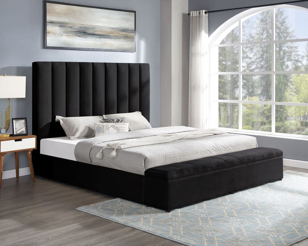 Valencia - Black Platform Bed - Queen, King