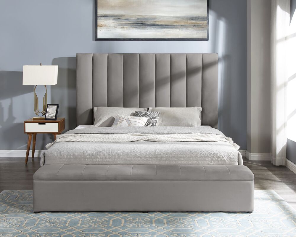 Valencia - Gray Platform Bed - Queen, King